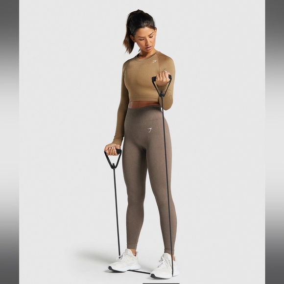 GYMSHARK ADAPT FLECK SEAMLESS LONG SLEEVE CROP TOP - Picture 5 of 9